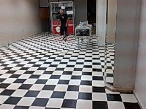 Siyah Beyaz Kareli Mineflo pvc yer döşeme