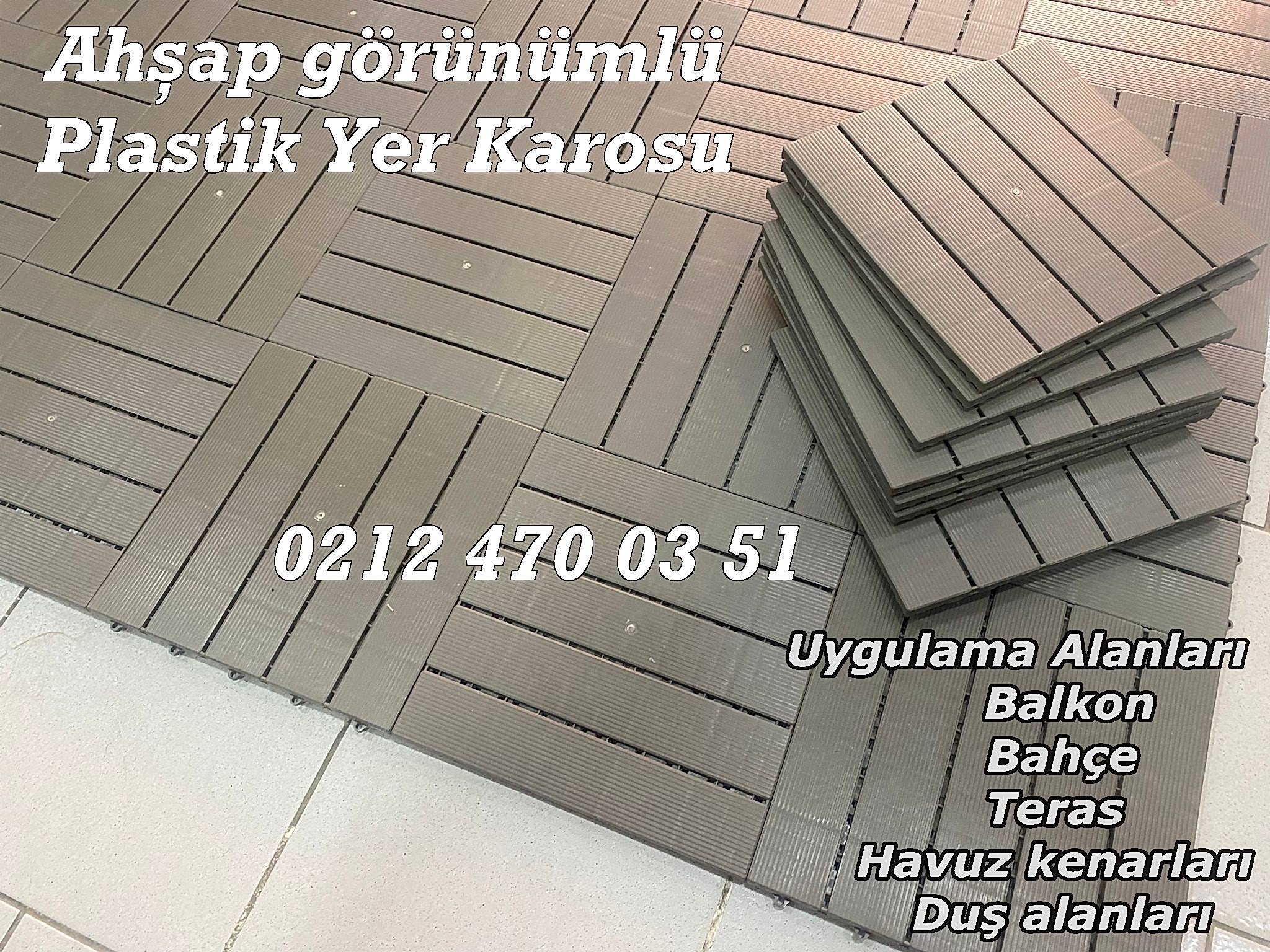 Ahşap görünümlü zemin kaplama karoları ile dış mekanlar artık daha şık! 30x30 plastik yer karosu, dayanıklı ve uygun fiyatlı çözümler sunar.